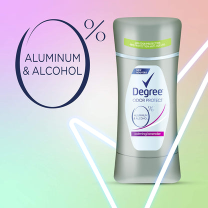 Degree 0% Aluminum Free Deodorant 48H Odor Protection Calming Lavender Deodorant for Women, 2.6 Ounce (Pack of 4)