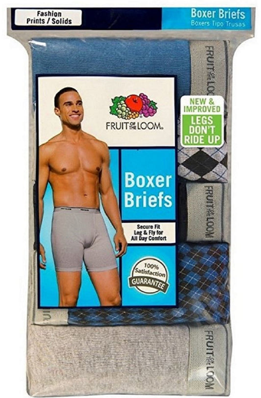 Fruit of the Loom Men's 4-Pack Boxer Briefs 100% Cotton Underwear
