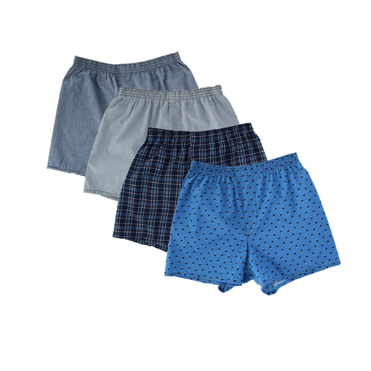 Fruit of the Loom Mens 4-Pack Printed Woven Boxers - Extended Sizes, 3XL