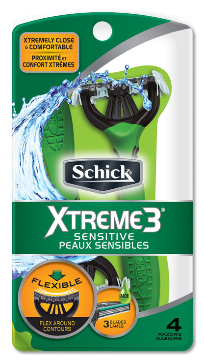 Schick Xtreme 3 Senstive Skin Disposable Razors for Men With New Heavyweight Handle, 1 Count (Pack of 18)
