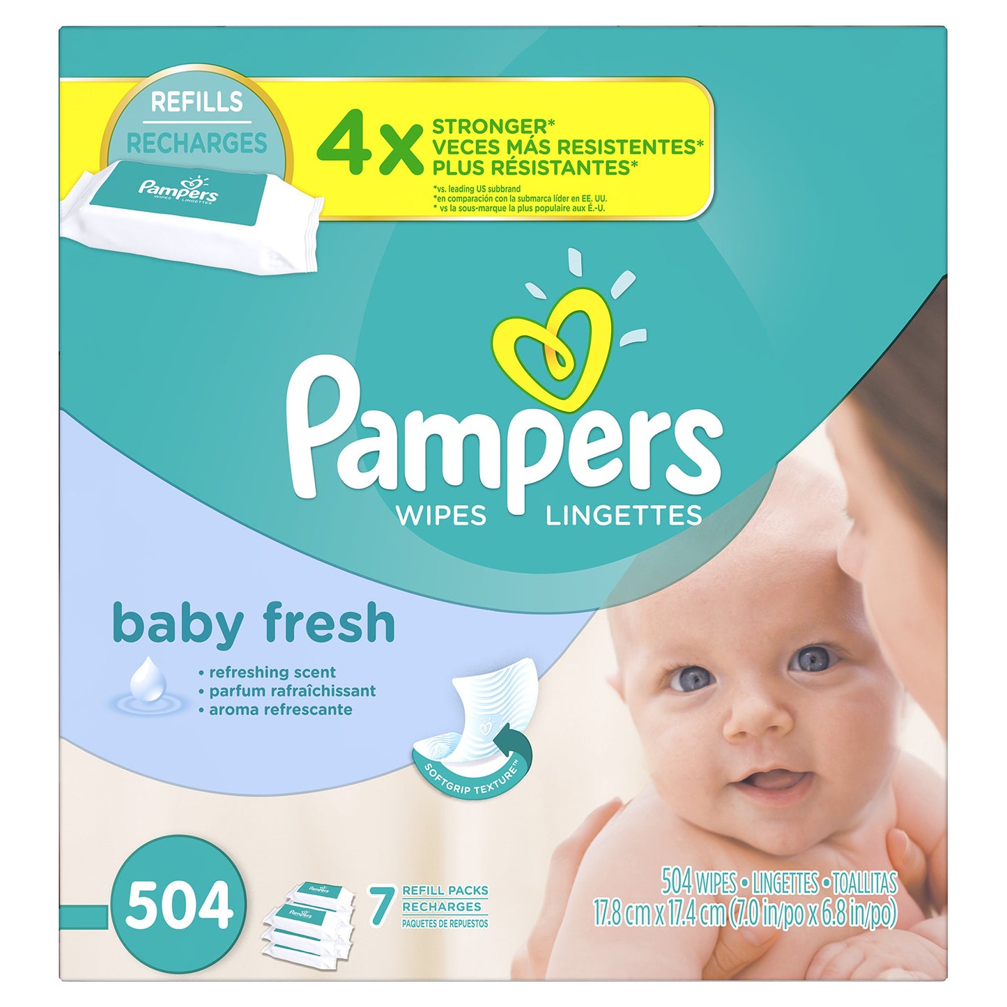 Pampers Baby Fresh Water Baby Wipes 7X Refill Packs, 504 Count