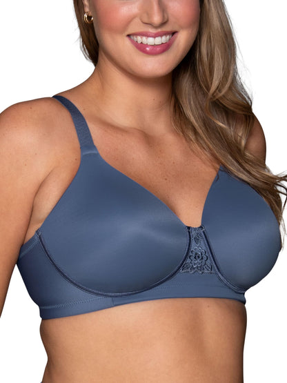 Vanity Fair Women's Full Figure Beauty Back Smoothing Bra, 4 Way Stretch Fabric, Lightly Lined Cups up to H, Wirefree-Blue Harbor, 46D