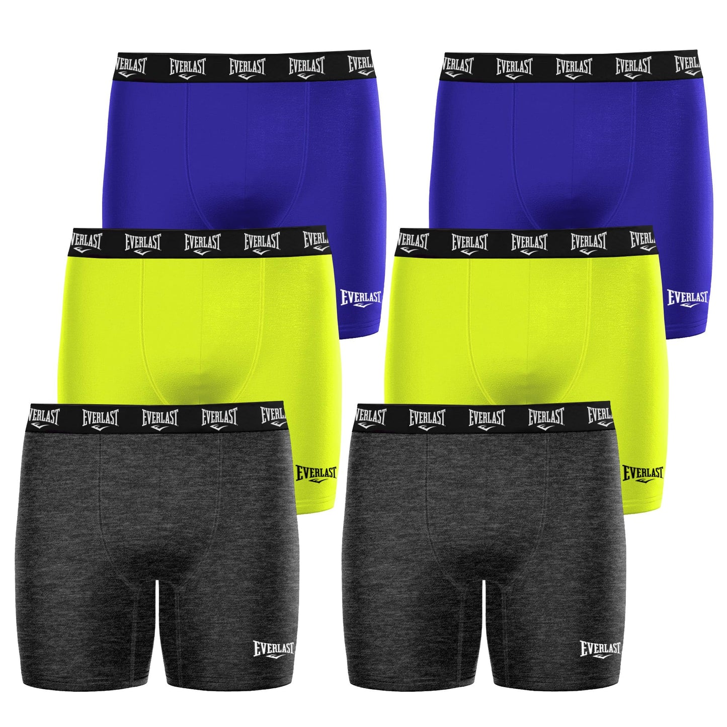 Everlast Mens Boxer Briefs Breathable Underwear for Men - 6 Pack Active Performance Mens Underwear (XL, Grey/Blue/Red)