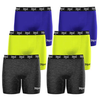 Everlast Mens Boxer Briefs Breathable Underwear for Men - 6 Pack Active Performance Mens Underwear (XL, Grey/Blue/Red)