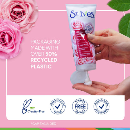 St. Ives Gentle Smoothing Face Scrub, Rose Water & Aloe Vera Exfoliator, Facial Scrub Made with 100% Natural Exfoliants, Paraben Free, Oil-Free, Dermatologist Tested 6 oz, 6 Pack