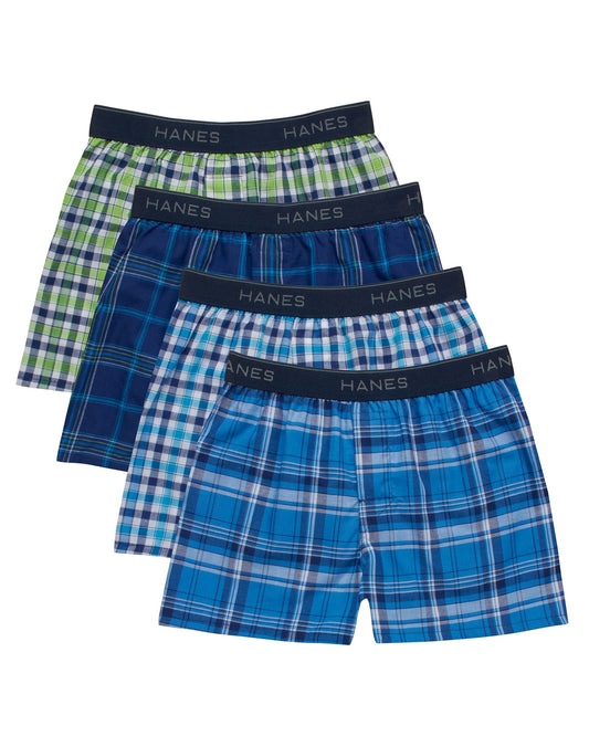 Hanes Boys Ultimate Woven Boxer Brief With ComfortSoft Waistband 4-Pack, S