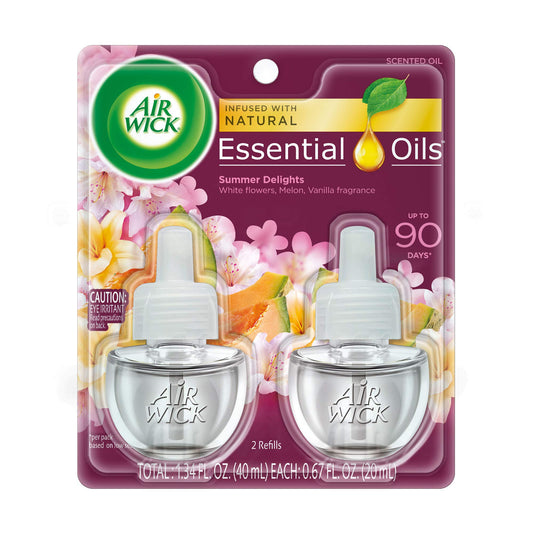 Air Wick Scented Oil Twin Refill Life Scents Summer Delights (White Flowers/Melon/Vanilla) (2X.67) Oz. (Pack of 2)