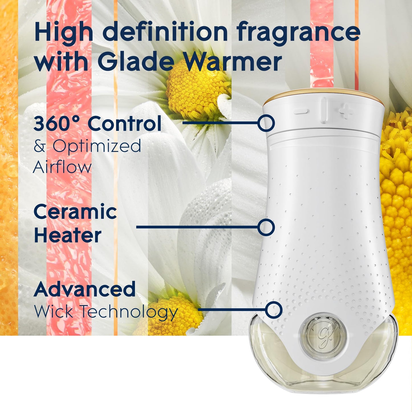 Glade PlugIns Refills Air Freshener, Scented and Essential Oils for Home and Bathroom, Joyful Citrus & Daisies, 1.34 Fl Oz, 2 Count