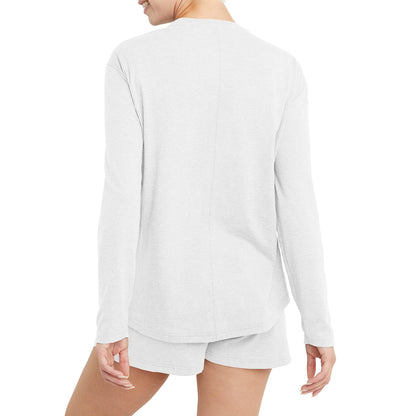 Hanes Comfortblend Originals Tri-Blend Long-Sleeve T-Shirt, Crewneck Tee for Women, Relaxed Fit, Plus Sizes, ECO White