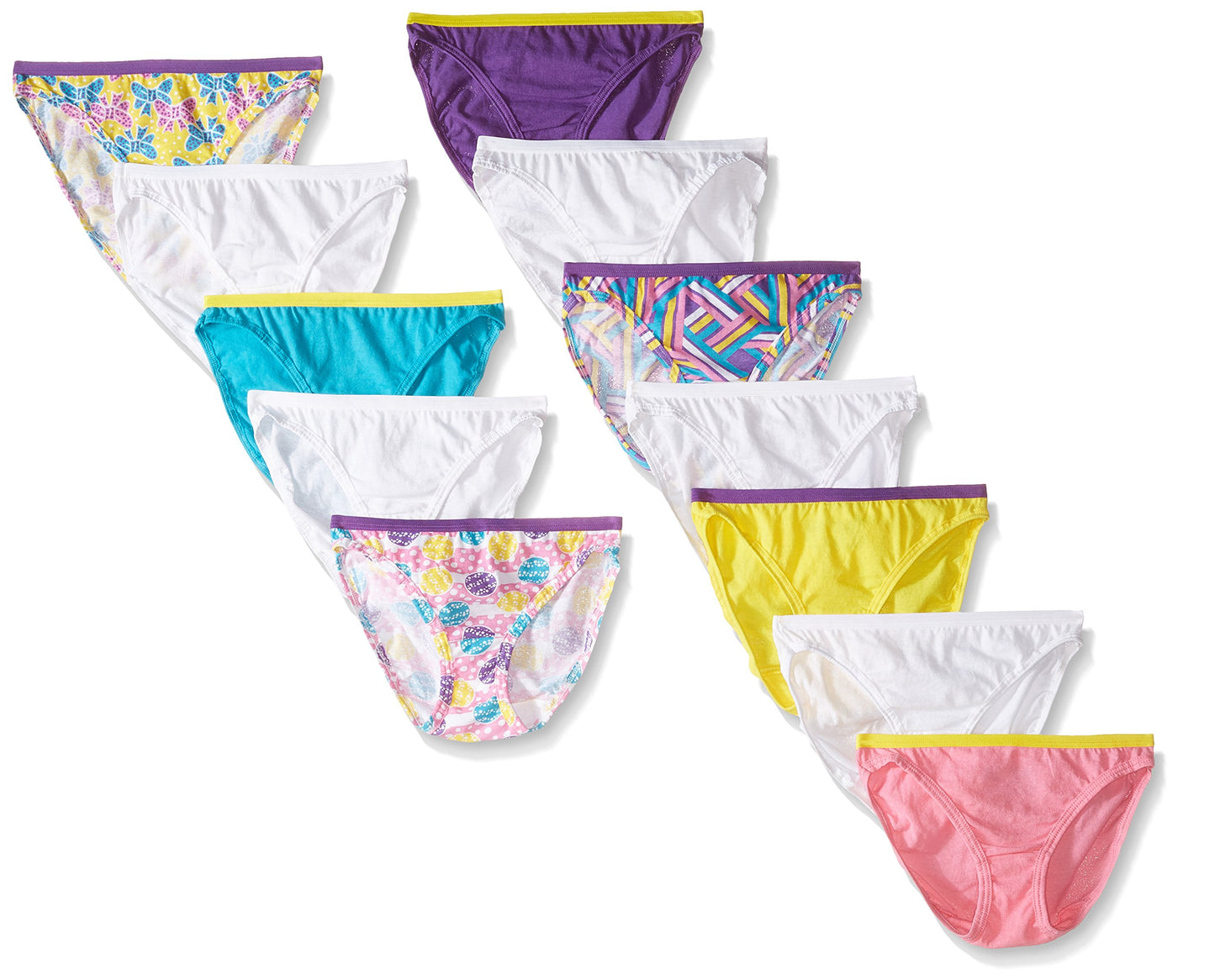 Fruit of the Loom Little Girls' Wardrobe Cotton Bikini ,Multi,6(Pack of 12)
