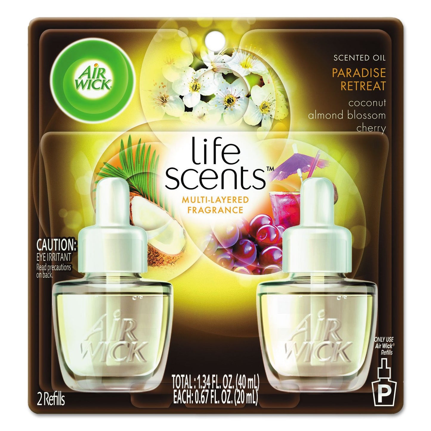 Air Wick® Life Scents™ Scented Oil Warmer Refill, 0.67 Oz, Paradise Retreat, Pack Of 2
