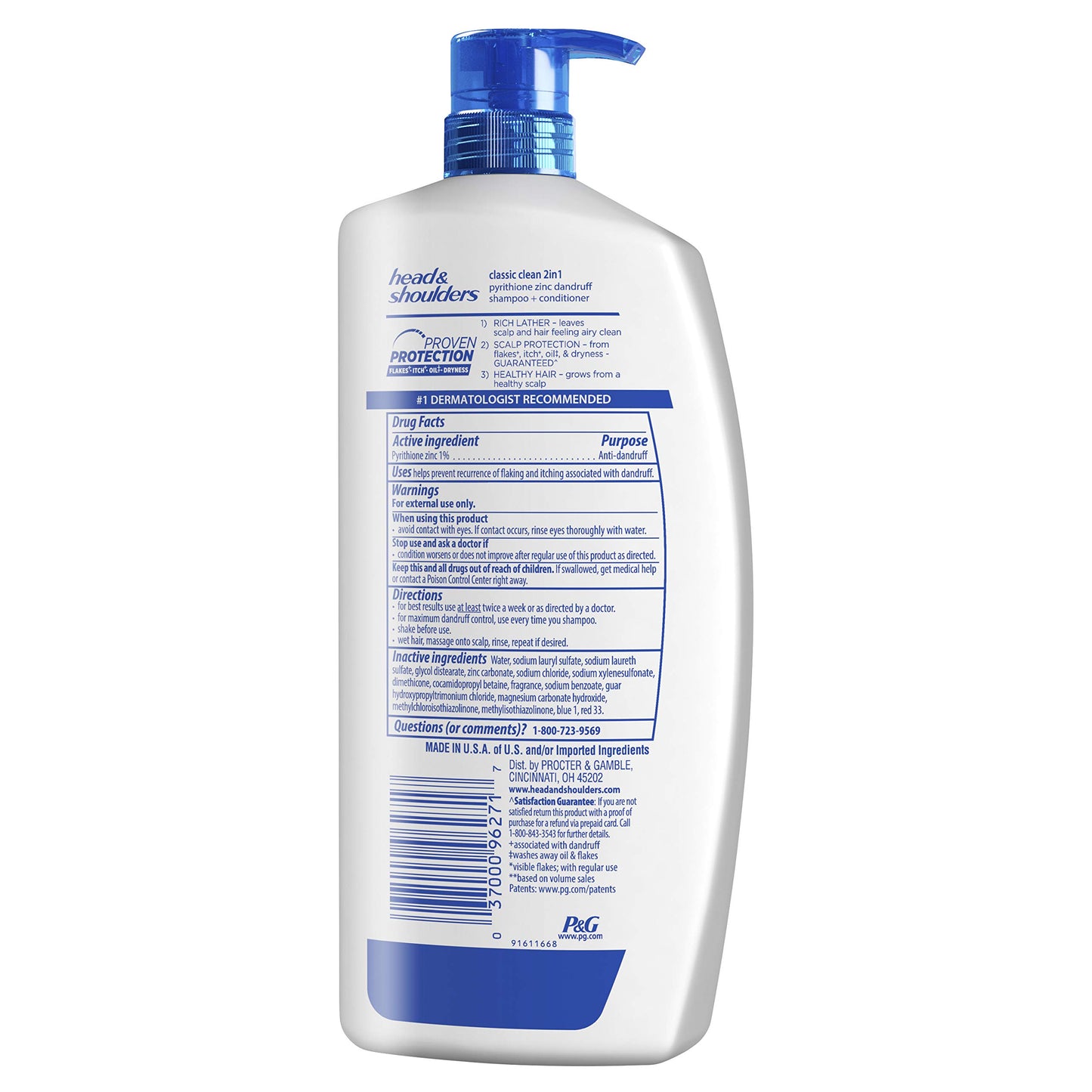 Head and Shoulders Classic Clean Anti-Dandruff 2 in 1 Shampoo and Conditioner, 32.1 fl oz