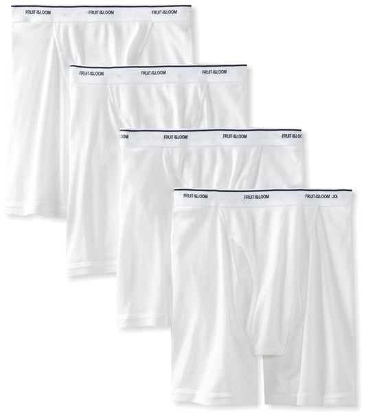 Fruit of the Loom Men's Boxer Briefs , White, Small(Pack of 4)