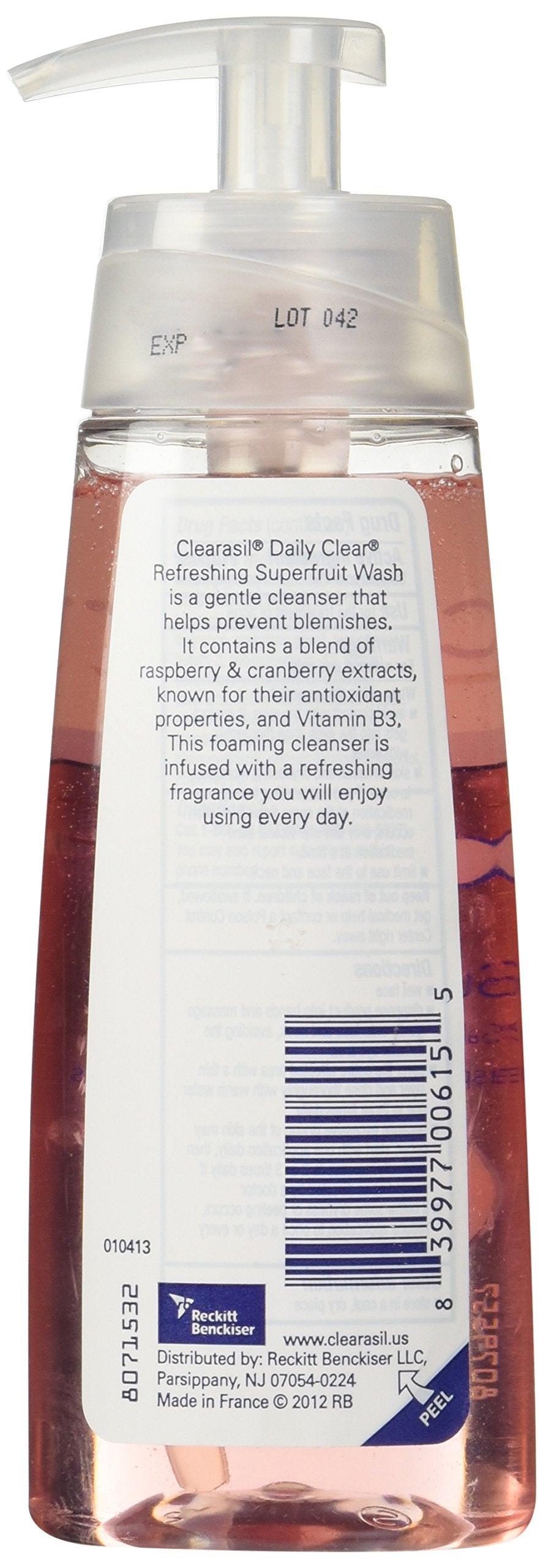 Clearasil Daily Clear Refreshing Superfruit Wash with Acne Medication, Raspberry and Cranberry Extracts, 6.7 Ounce
