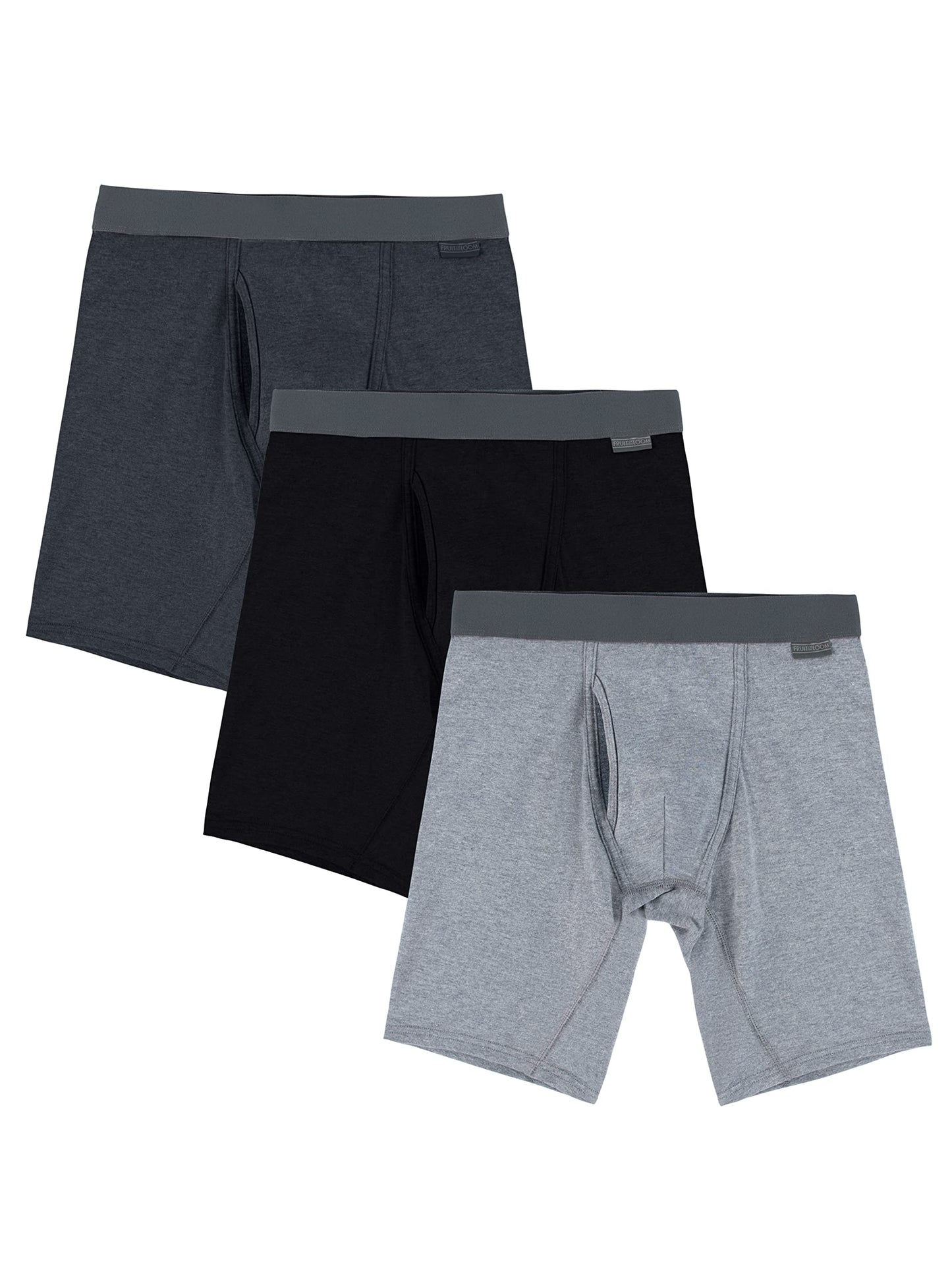 Fruit of the Loom Men's Crafted Comfort Stretch Boxer Briefs, Regular Leg-Covered Waistband-Assorted, X-Large