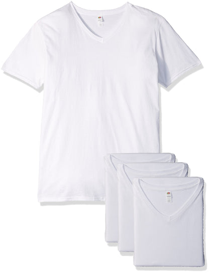 Fruit of the Loom Men's Lightweight Cotton Tees (Short & Long Sleeve), Crew-4 Pack-White, X-Large