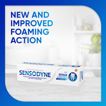 Sensodyne Repair and Protect Mint Toothpaste, Toothpaste for Sensitive Teeth and Cavity Prevention, 3.4 oz