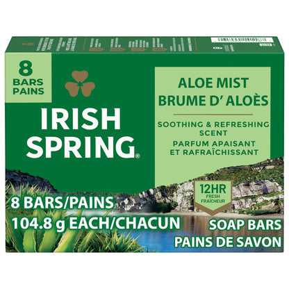 Irish Spring Aloe Bar Soap, (00035000141705), 3.7 Ounce (Pack of 8)