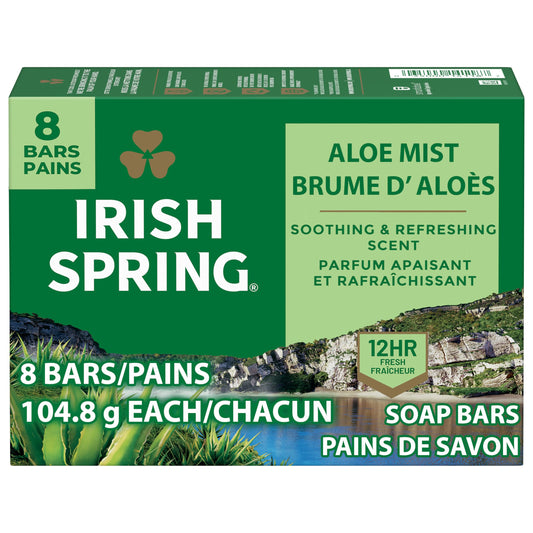 Irish Spring Aloe Bar Soap, (00035000141705), 3.7 Ounce (Pack of 8)