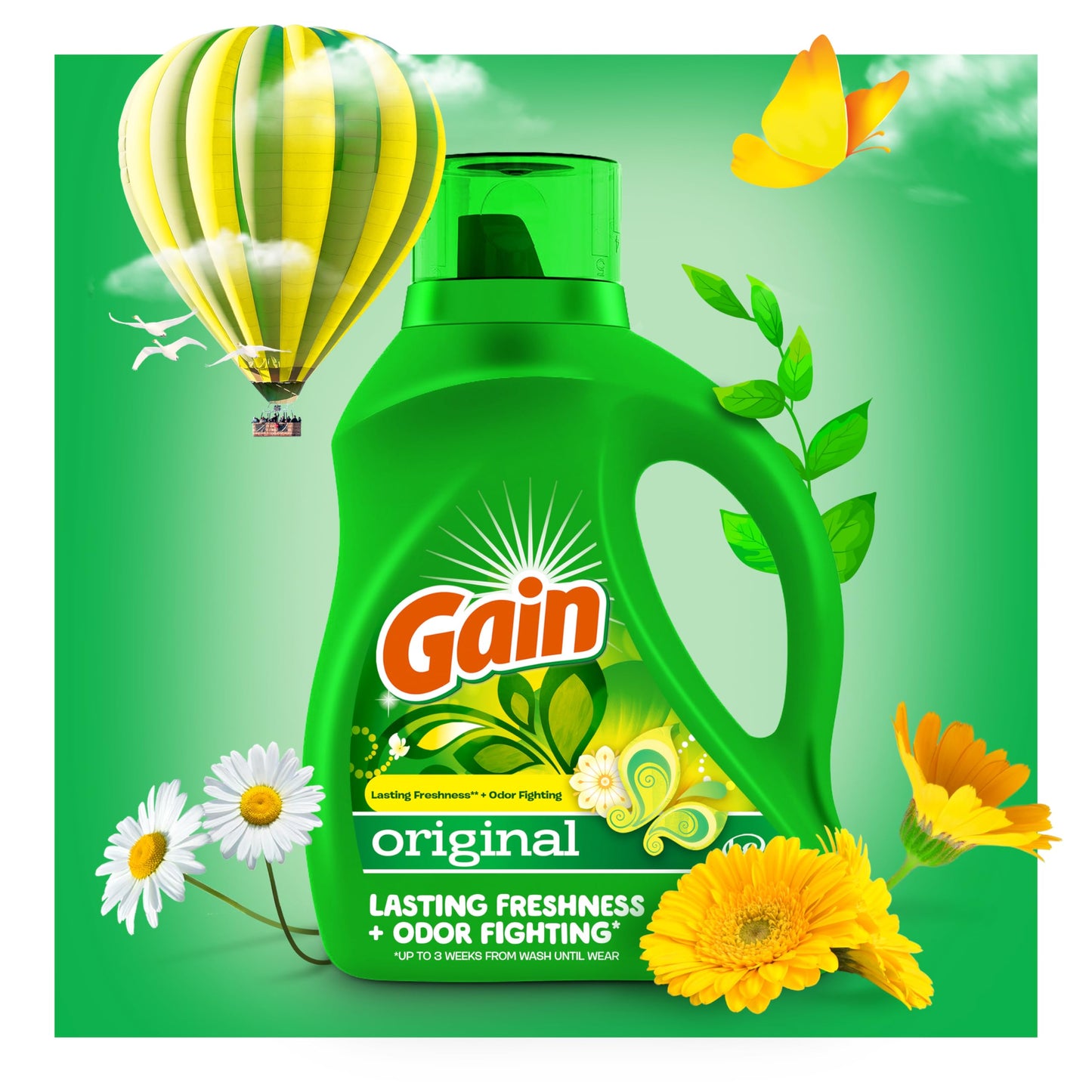 Gain + Aroma Boost Laundry Detergent Liquid Soap, Original, 32 Loads 46 Fl Oz