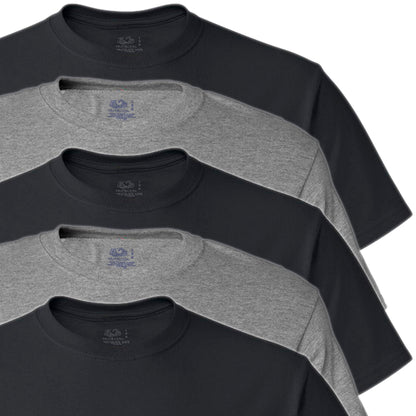 Fruit of the Loom Men's Crew Neck T-Shirt Multipack, Black/Grey (5 Pack), X-Large