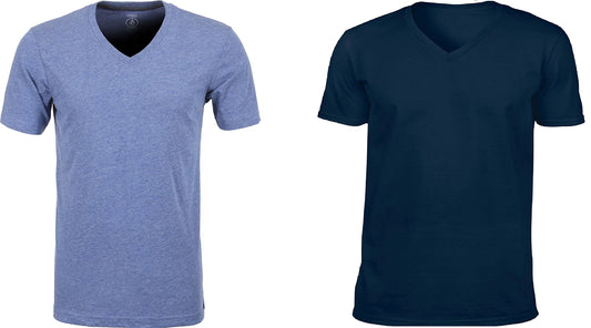 Hanes Men's Premium Cotton V-Neck T-Shirt (Pack of 2) (X-Large, Navy & Denim)