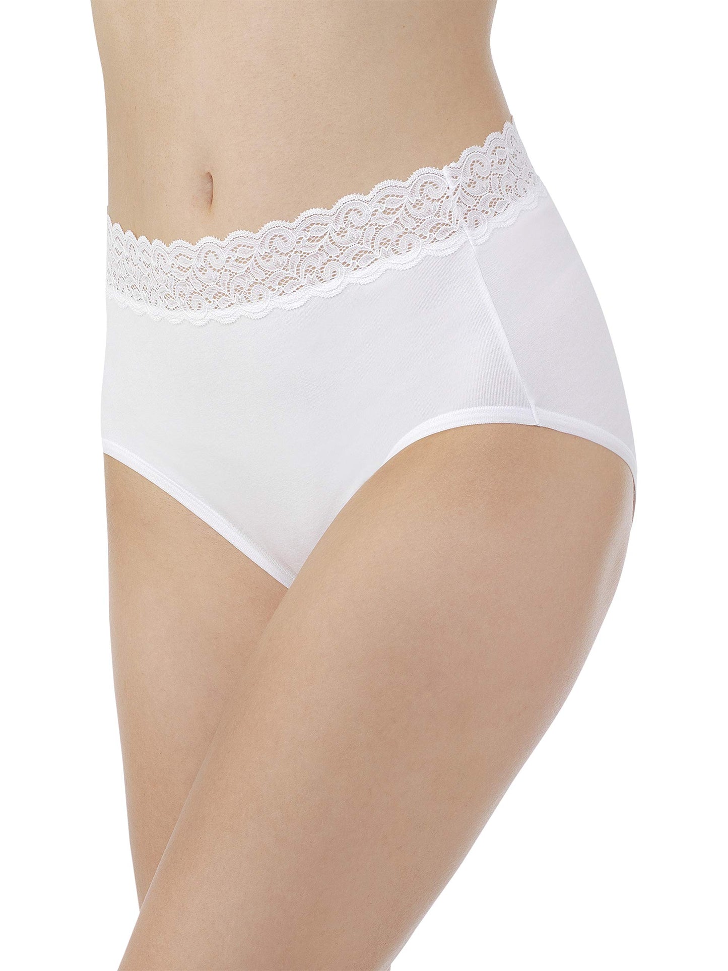 Vanity Fair Women's Flattering Lace Cotton Stretch Panties, Hi Cut-Heather Grey, 9