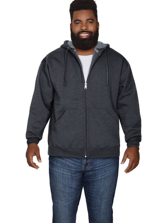 Fruit of the Loom Men's Eversoft Fleece Sweatshirts & Hoodies, Moisture Wicking & Breathable, Sizes S-4X, Full Zip-Black Heather, XX-Large Big