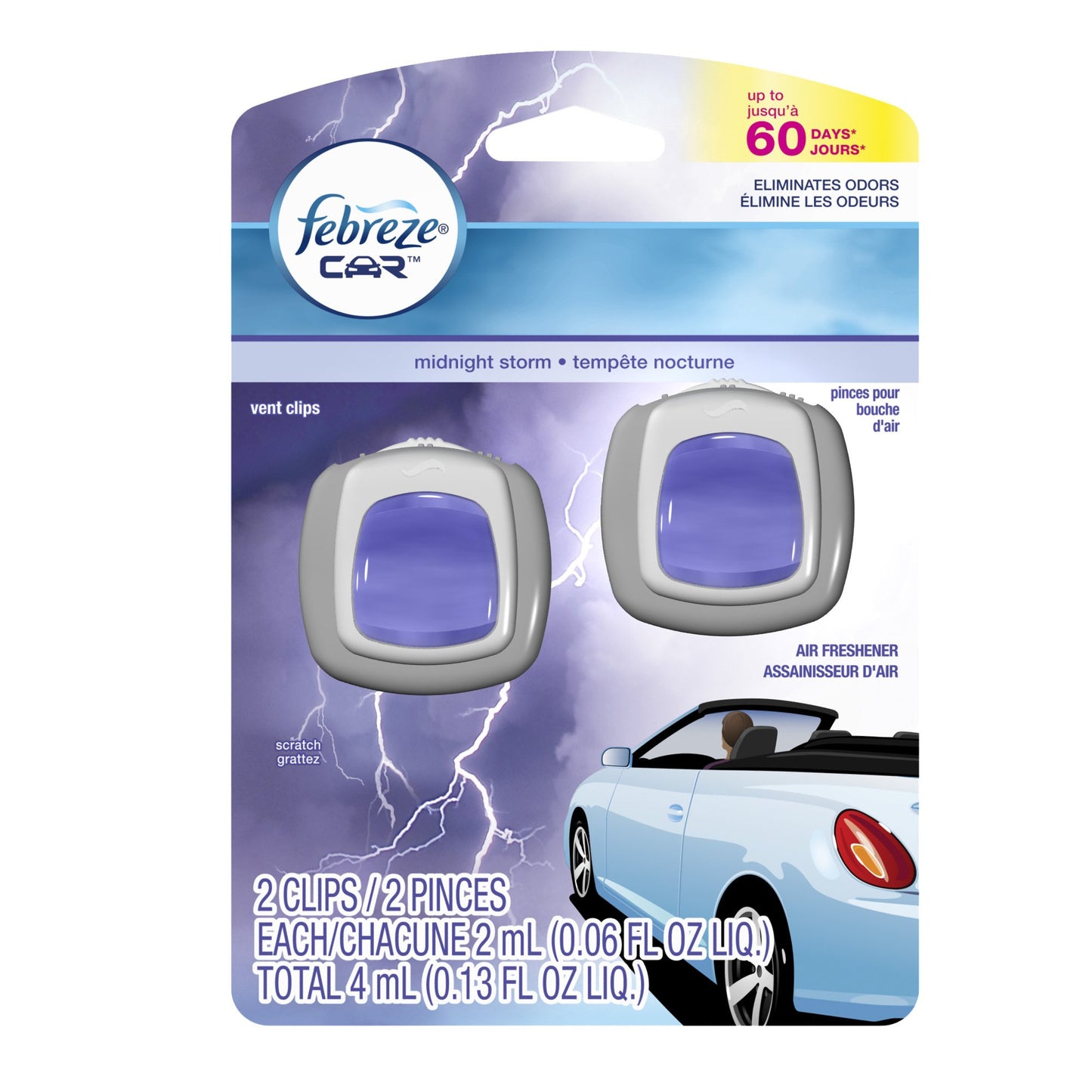 Febreze Car Air Fresheners, New Car Scent, Odor Eliminator for Strong Odors Car Vent Clips (2 Count)