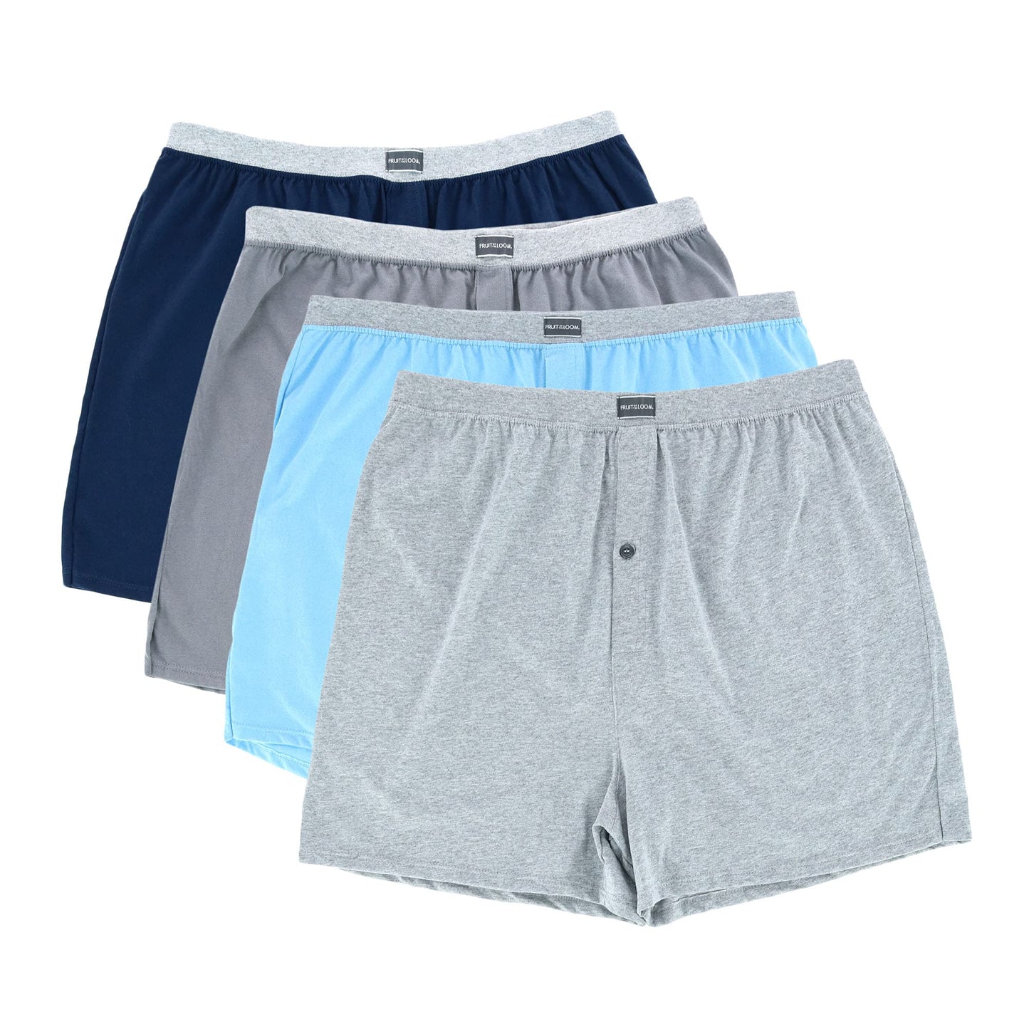 Fruit Of The Loom Mens Big Knit Boxers 4 Pack, 2XL, Assorted