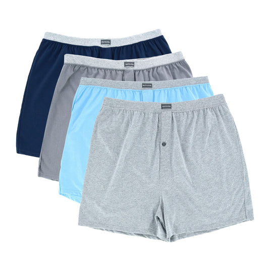 Fruit Of The Loom Mens Big Knit Boxers 4 Pack, 2XL, Assorted
