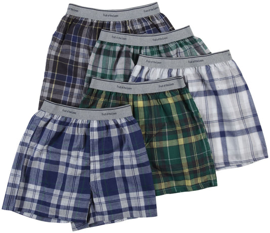 Fruit of the Loom Woven Boxers - Fashion Waistband, 5 pk-Multicolor-Xlarge