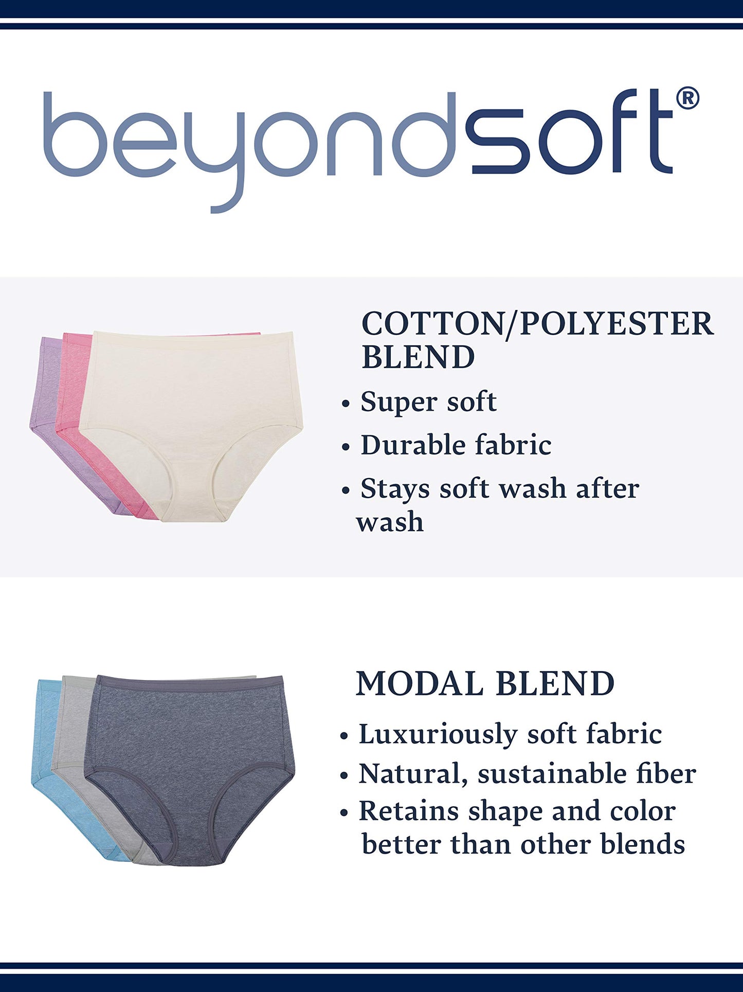 Fruit of the Loom Women's Beyondsoft Panties, Boyshort-Cotton Blend-6 Pack, 6