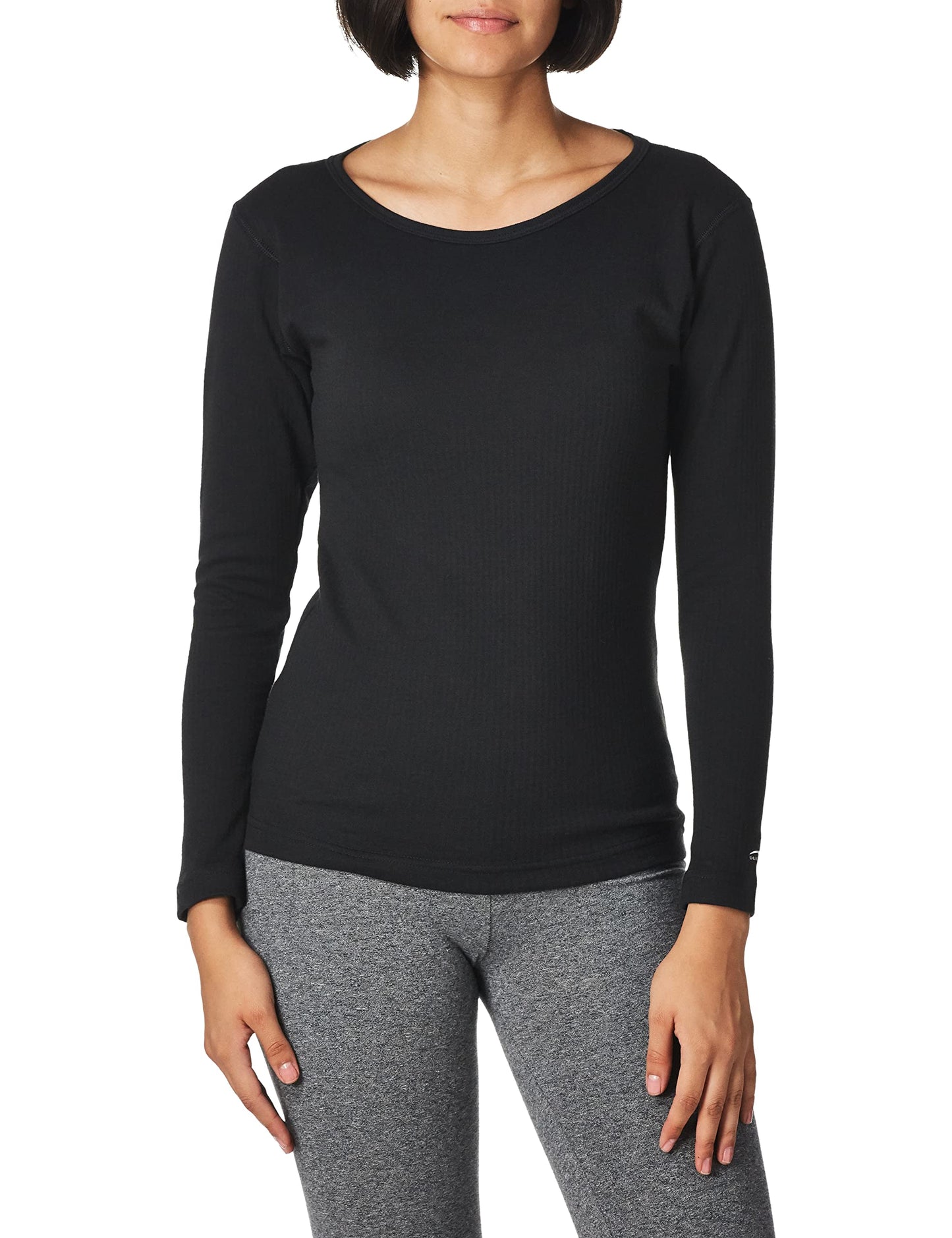 Duofold Women's Mid Weight Wicking Thermal Shirt, Black, Medium