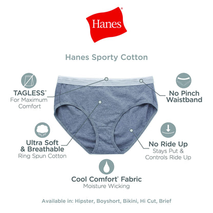 Hanes Womens Cotton Boy Brief Panties 6-Pack-7-Assorted