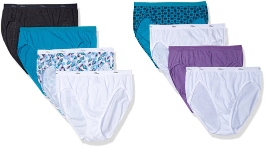 Hanes Women's 6 Pack No Ride up Cotton Hi-Cut (Bonus +2), Assorted, 5