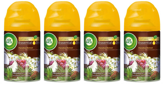 Air Wick Freshmatic Ultra Automatic Spray Refill - Paradise Retreat - Net Wt. 6.17 OZ (175 g) Per Refill Can - Pack of 4 Cans