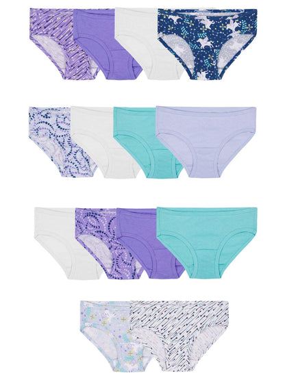 Fruit of the Loom Girls' Cotton Hipster Underwear (14 Pack - Cotton Assorted, 4)