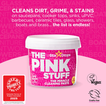 Stardrops The Pink Stuff Miracle Cleaning Bundle - Multi-Purpose Paste, Spray & Cream Cleaner (3-Pack) - Tough on Stains, Gentle on Surfaces