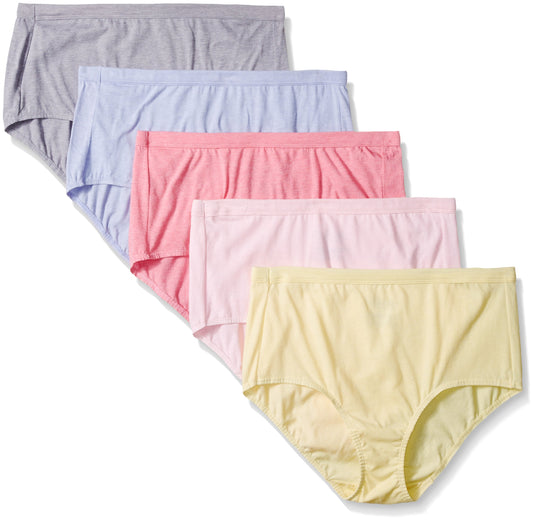 Fruit Of The Loom Women's Plus Size 5 Pack Fit for Me Beyond Soft Brief, Assorted, 11