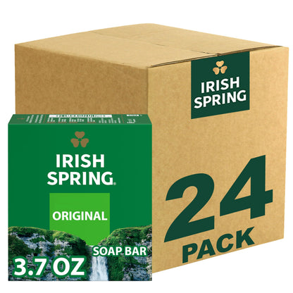 Irish Spring Moisture Blast Deodorant Bar Soap for Men, 12 Hour Fresh Deodorant Soap, 3.7 oz Bar (12 Pack)