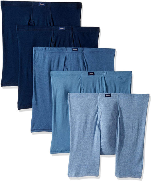 Hanes Men's 5 Pack Comfort Soft Waistband Boxer Briefs (XXX-Large, Blue Assorted)