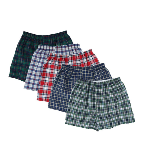 Fruit of the Loom Men's 5 Pack Contemporary Plaid and Stripe Boxer