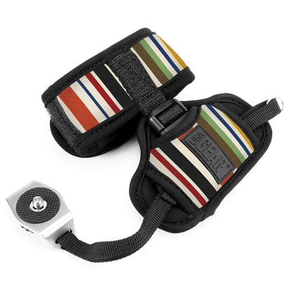 USA GEAR DualGRIP Professional Grip Camera Hand Strap with Neoprene Design and Metal Plate - Compatible with Canon, Fujifilm, Nikon, Sony, and More DSLR, Mirrorless, Point & Shoot Cameras (Striped)