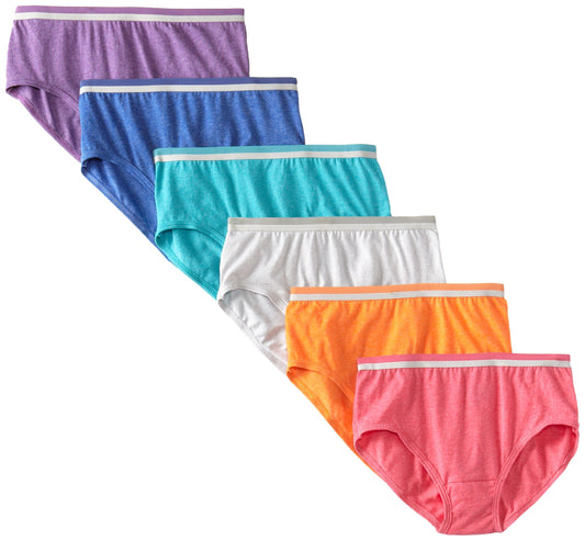 Fruit Of The Loom Womens 6 Pack Low Rise Brief Panties, Wardrobe Heather, 5
