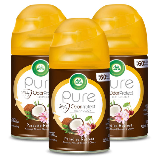 Air Wick Freshmatic Automatic Spray Air Freshener Refill, Paradise Retreat Scent, 5.89 Oz (Pack of 3)