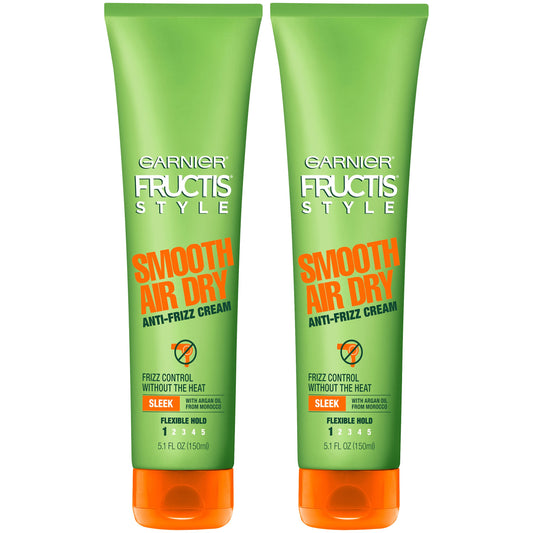 Garnier Fructis Style Smooth Air Dry Anti-Frizz Cream, Sleek, 5.1 Fl Oz, Pack of 2 (Packaging May Vary)