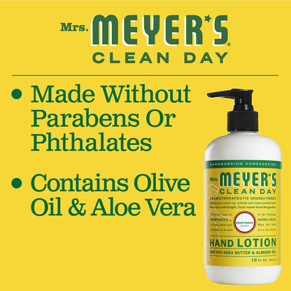 MRS. MEYER'S CLEAN DAY Hand Lotion for Dry Hands, Non-Greasy Moisturizer Made with Essential Oils, Honeysuckle, 12 oz