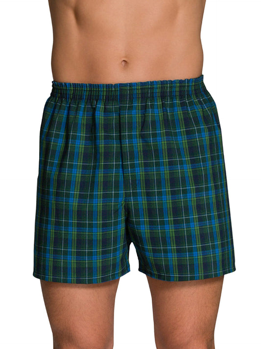 Fruit of the Loom Men's Full Case Woven Boxer Shorts, Color, 144 Pack-Assorted Plaid, Small