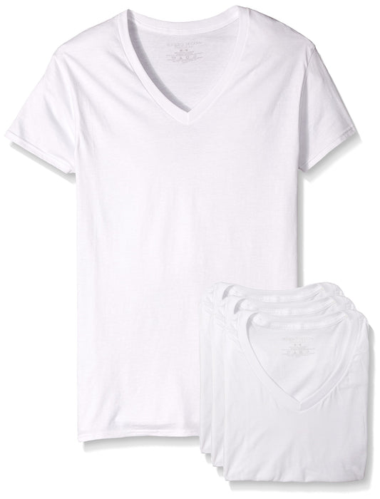 Fruit of the Loom Men's Premium V-Neck Tee (Pack of 4), White, Large